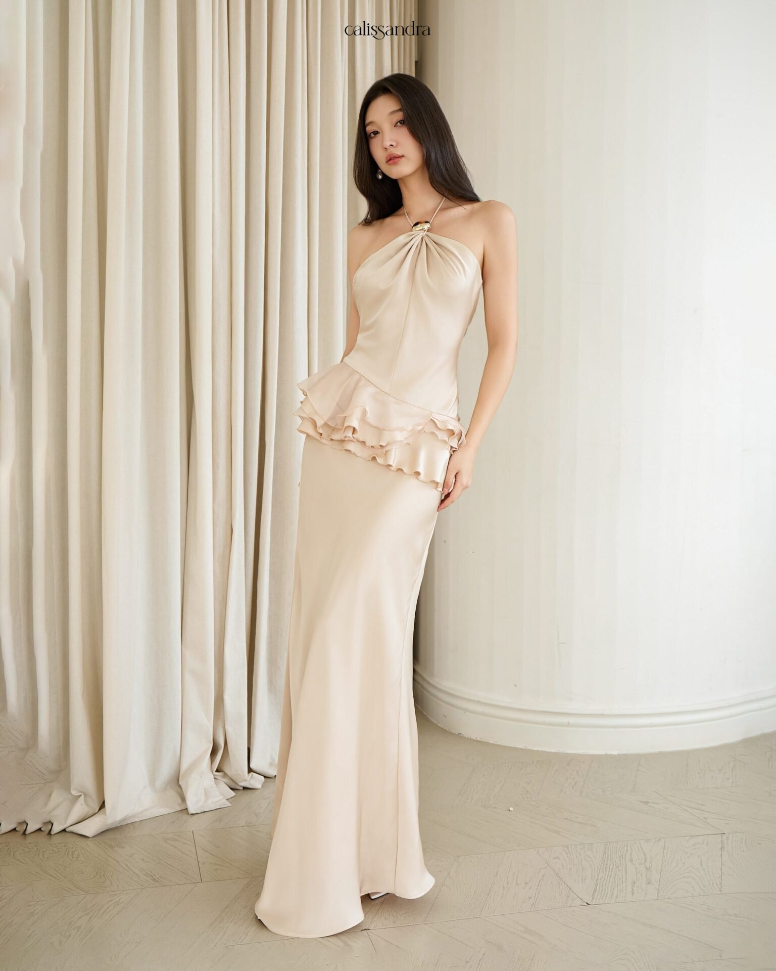 Selected dress on model for CLIN Apparel